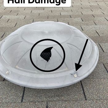 Hail damage to a roof vent