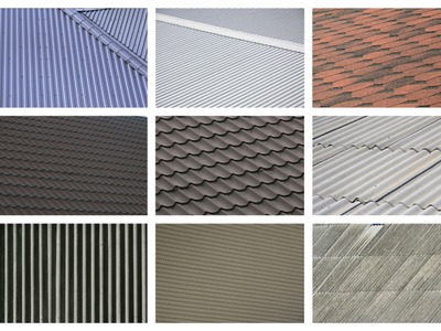 9 square picture with 9 different types of roofing types