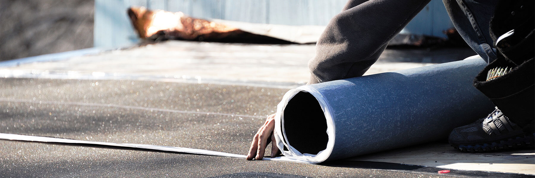 Residential Roofing with a white SWAT roofing truck outside parked
